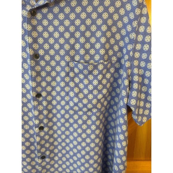 Tasso Elba Blue Silk Blend Geometric Short Sleeve Button Up Shirt Size XXL (5784 - Picture 2 of 5